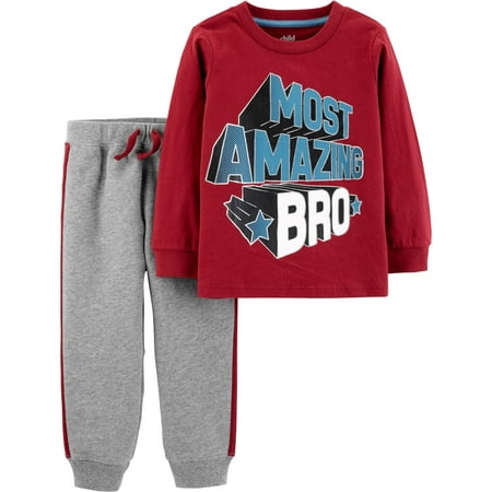 - Child of Mine by Carter's Long Sleeve Graphic T-Shirt & Jogger Pants, 2-Piece Outfit Set (Toddler Boys)