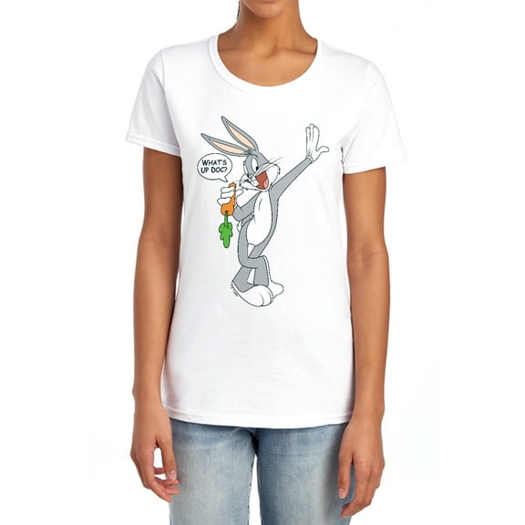 Looney Tunes Bugs Bunny What's Up Doc? Women's T Shirt, White, Large