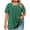 Green, variant on Plus Size Tops for Women Polka Dot Round Neck Short Sleeve Button Up Pleated Casual Blouse, Red XXL