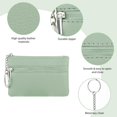 thumbnail image 3 of HUGFEGWE Women Coin Purse, Solid PU Lychee Pattern Zip Mini Coin Purse With Key Ring Portable Change Wallet Mini Coin Pocket for Women Double Zipper Card Holder Wallet, Fantasy Green, AZ824-9702, 3 of 7
