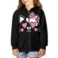 thumbnail image 3 of chaqlin Cartoon Cat Hoodies for Girls 14-16 Y2K Zip up Hooded Sweartshirt Kids Hoodie Jacket Casual Long Sleeve Sports Outerwear with Pocket, 3 of 7