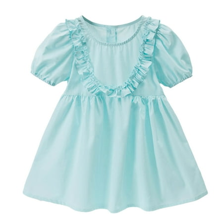 

ZHAGHMIN Easter Outfits for Baby Girls Toddler Girls Short Sleeve Ruffles Solid Princess Casual Dress Casual Kids Clothes 6 Girl Dress Easter Dress Size 6 Clothes for 4 Year Old Girl Plaid Dress For