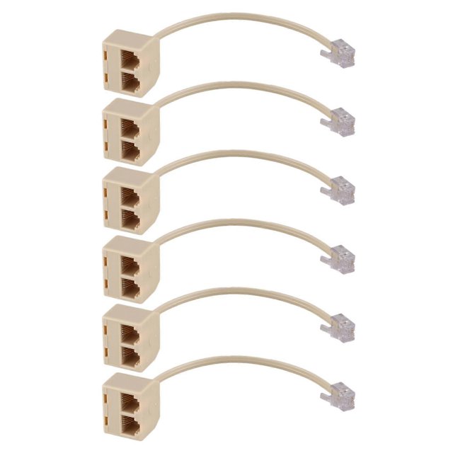 6x Rj11 6p4c 2 Way Outlet Telephone Jack Line Splitter Adapter Beige
