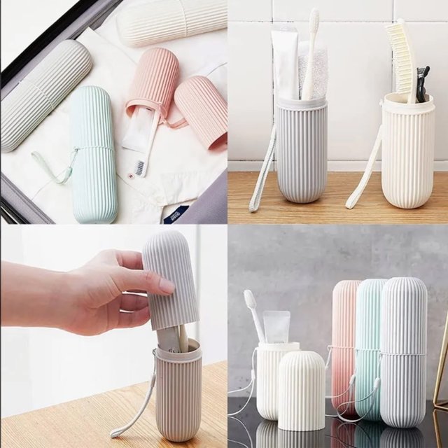 Contenedor de almacenamiento para cepillos de dientes, estuche para taza de cepillo de dientes, caja portátil multifuncional para taza de cepillo de dientes, estuche para taza de pasta