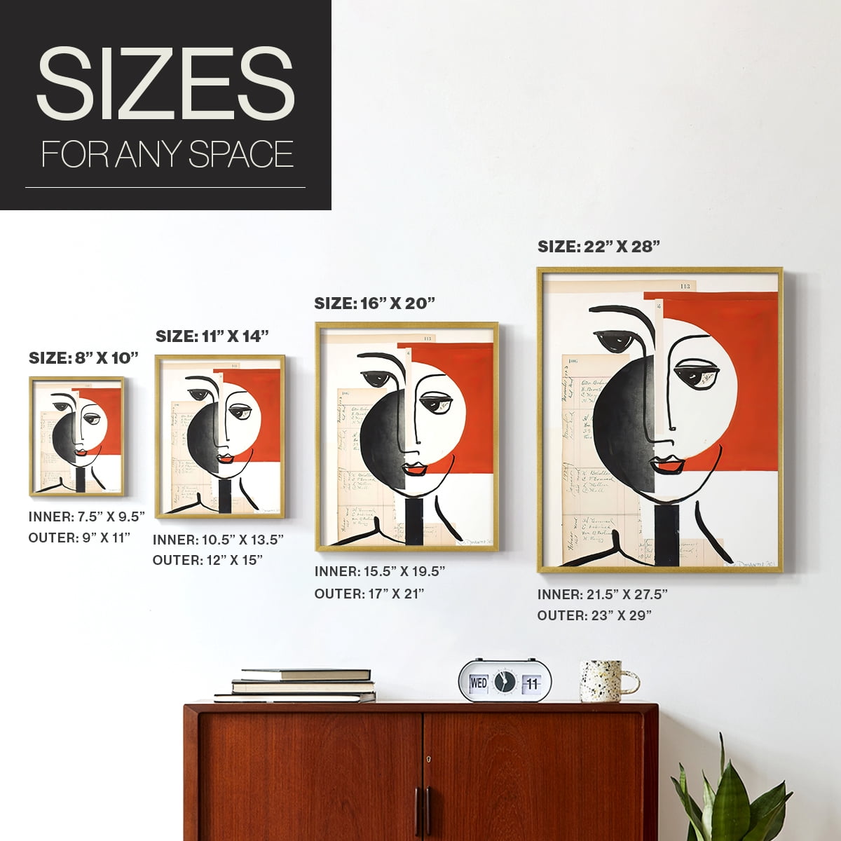 Faces of A Century IV in Paper Solid Wood 8 x 10 Framed Print