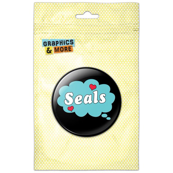 Dreaming of Seals Blue Pinback Button Pin Badge