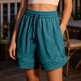 thumbnail image 7 of Women's High Waisted Nylon Dry Shorts with Side Pockets, Elastic Drawstring Waist, Tummy Control Workout Shorts for Women, Quick Dry for Running, Gym, Hiking & Casual | TruHer,Green L, 7 of 7
