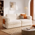 thumbnail image 3 of Pinmoco 81.5" Convertible Sofa Bed, Modular Sectional Sleeper Sofa for Living Room, Foldable Couch Bed with Pillows and Storage, No Assembly Required, Teddy Fleece Beige, 3 of 18