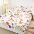thumbnail image 3 of Homewish Colorful Boho Rainbow Twin Sheet Sets,Bohemain Snail Ladybug Twin Fitted Sheet,Rustic Flower Floral Flat Sheet For Teens,Luxury Bedroom Decor,3pcs, 3 of 7