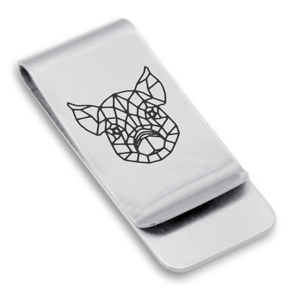 Stainless Steel Geometric Polygon Pig Animal Classic Slim Money Clip Credit Card Holder