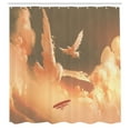 thumbnail image 3 of Ambesonne Fantasy Shower Curtain, Plane in Sunset Cloud, 69"Wx84"L, Cream Blue, 3 of 5