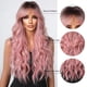 thumbnail image 3 of Pelucas sintéticas largas y rizadas con flequillo para mujer, peluca de Cosplay ondulada Afro, Negro, Rosa ceniza, cabello Natural para fiesta, resistente al calor, 3 of 4