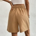 thumbnail image 6 of vigerkar Bermuda Shorts for Women Knee Length Casual Summer 2025 Trendy Elastic Wide Leg Short with Pockets Khaki, L, 6 of 9