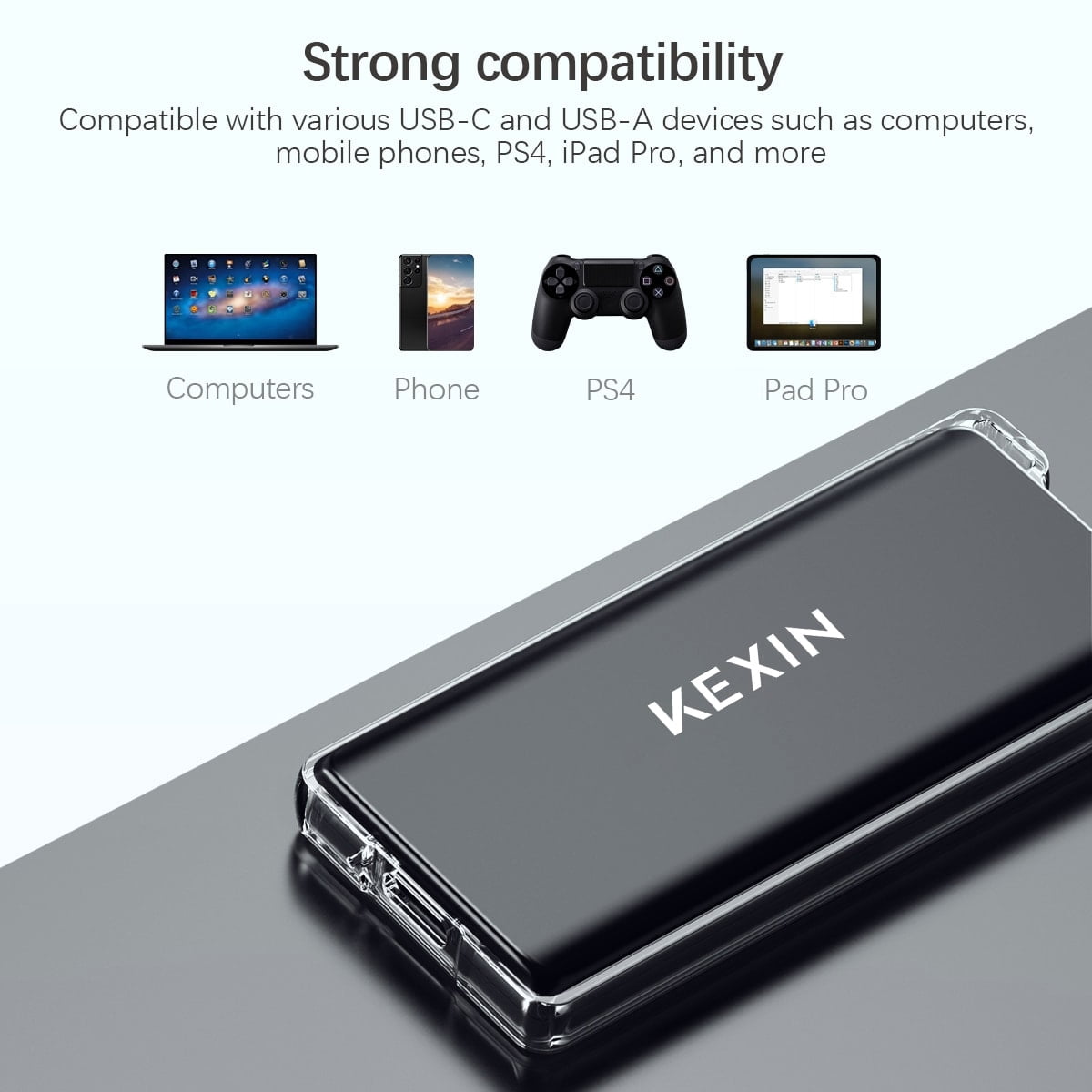 KEXIN 250G External SSD,Portable Hard Drive up to 540MB/s,USB 3.1 Gen2,Compatible with PS4/ Windows/Mac,Black