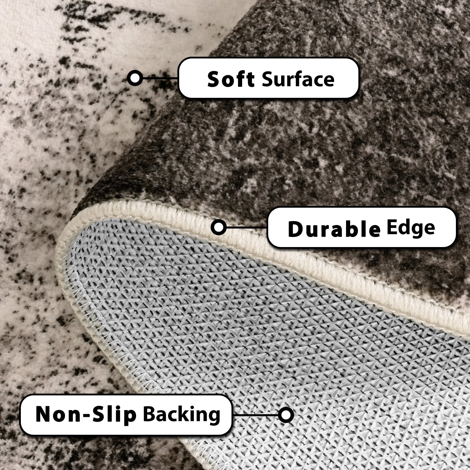 Bleum Cade 5x7 Abstract Area Rugs for Living Room, Modern Washable Rugs Non Slip Dining Room Rug, Soft Low Pile Bedroom Rug, Stain Resistant Indoor Rugs Carpet,Brown