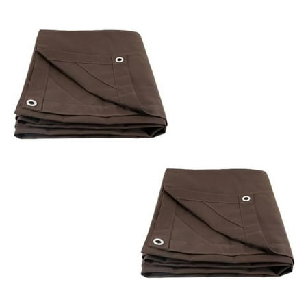2 Pack 7 x 9 Dark Brown 12oz Canvas Tarp with Grommets - Water Resistant - Heavy Duty Canvas Tarps - Multipurpose Tarpaulin Cover for Canopy Tent Roof Camping Semi Trucks & Cargo