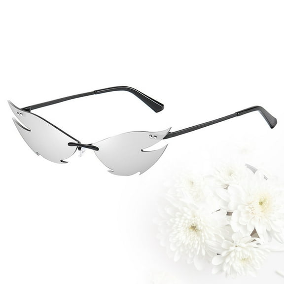 Niceauty 1Set Rimless Sunglasses Eyewear Festival Glasses Silver Lens Party Women