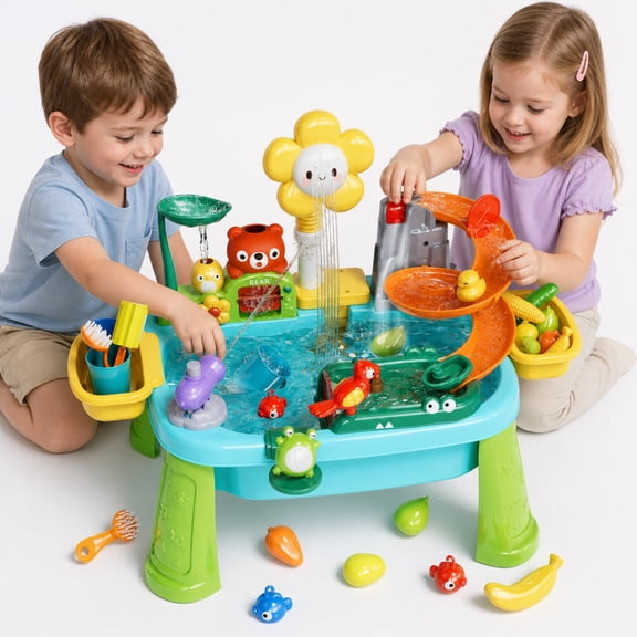 Liegorji Play Sink with Running Water, Kitchen Play Sink Toy, Play Kitchen Accessories, Floating Pool Toys & Fishing Game, Kids Pretend Play-Dishwasher Play Set for Boys Girls