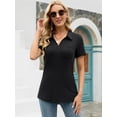 thumbnail image 3 of LOMON Womens V Neck Polo Shirts Short/Long Sleeve Collared Tops Loose Casual Tunic Blouses with Pocket, 3 of 7