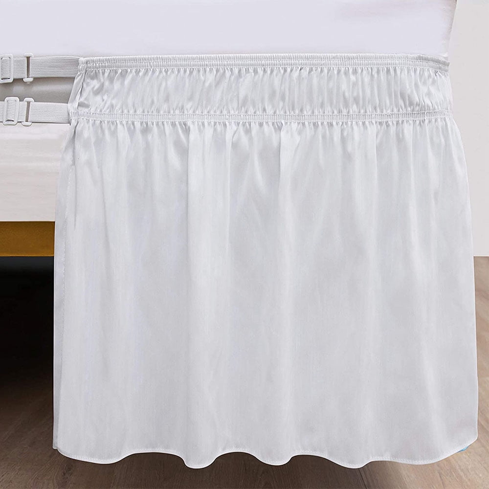 Buy Wrap Around Bed Skirts with Split Corners for Queen Beds, Elastic