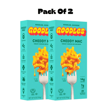 Goodles Mac & Cheese Cheddy Mac Noodles, Cheddar, Ziti, Shelf-Stable, 6 oz(PACK OF 2)