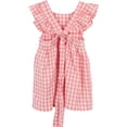 thumbnail image 2 of ContiKids Little Girls Summer Spring Cotton Dress Plaid Ruffle Shoulder Sleeveless Sundress Pink 4-5 Years, 2 of 3