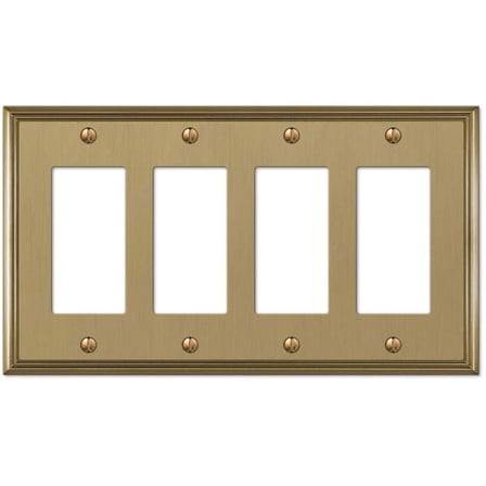 Open Box Amerelle 77R4BZ Moderne Wallplate 4 Rocker Cast Metal Brushed Bronze 1-Pack
