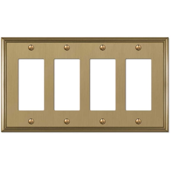 Open Box Amerelle 77R4BZ Moderne Wallplate 4 Rocker Cast Metal Brushed Bronze 1-Pack