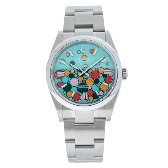 Pre-Owned Rolex Oyster Perpetual 36MM 126000 Turquoise Celebration Dial Smooth Bezel Stainless Steel Oyster Bracelet