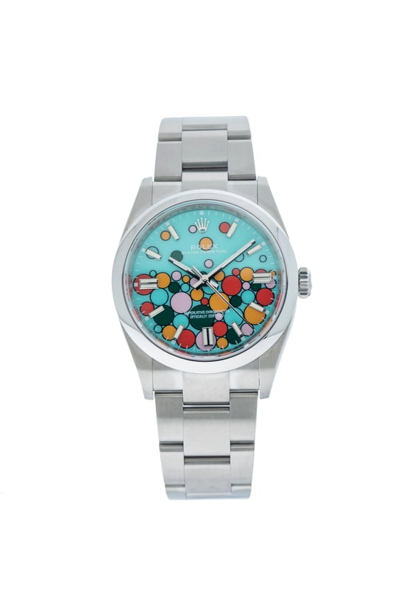 Pre-Owned Rolex Oyster Perpetual 36MM 126000 Turquoise Celebration Dial Smooth Bezel Stainless Steel Oyster Bracelet
