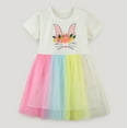 thumbnail image 2 of WIBACKER 2-7T Toddler Little Girl Tutu Tulle Dress Cute Rabbit Short Sleeve Birthday Party Sundress, 2 of 7