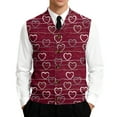 thumbnail image 5 of Valentines Day Men's Sweater Vest Heart Pattern V-Neck Button Sleeveless Cardigan Vest Sweater, 5 of 7