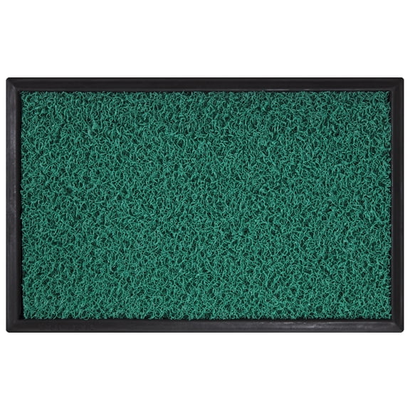Ottomanson Easy Clean, Waterproof Non-Slip Boot Tray and Doormat Bundle Indoor/Outdoor Rubber Doormat, 18" x 28", Green
