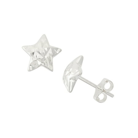 - Sterling Silver 8.5mm Diamond-Cut Star Stud Earrings