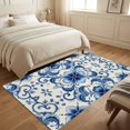 thumbnail image 4 of Area Rugs 3'x5', Symmetric Blue Flower Carpet Runner Indoor Outdoor Rugs Home Decor Aesthetic, Vintage Ethnic Floral Leaves Non Slip Mats Washable Accent Rug for Living Room Bedroom, 4 of 8