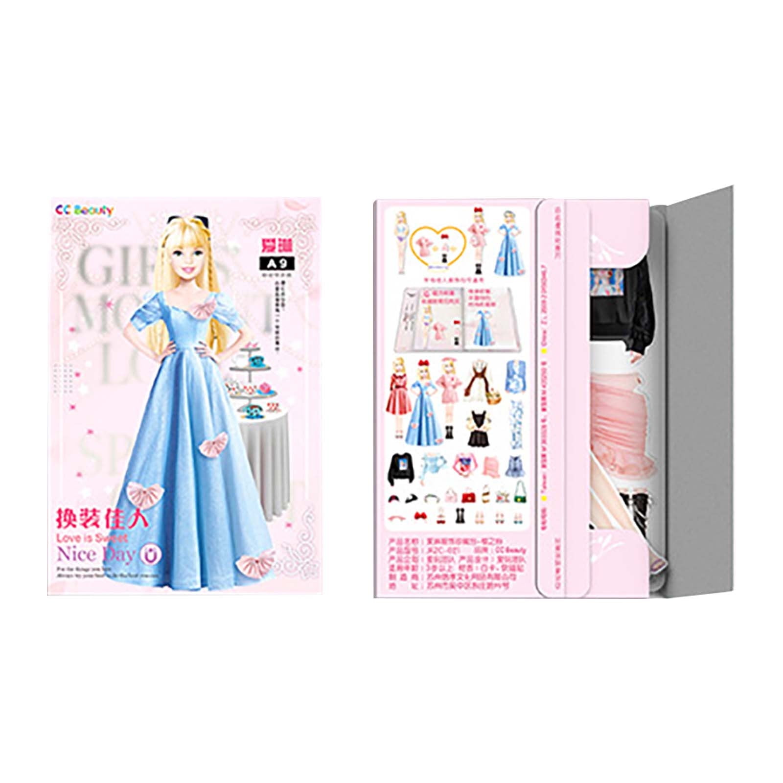 Ma-gnet Princess Dress-up Doll Clothes Toys Kids Ma-gnetic Baby Dress Up  Paper Doll Μagnet Dresssing Games, Pretend Play Travel Playset Toy Dolls  For