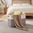 thumbnail image 2 of 108L Extra Large Blanket Basket, 25”x16”x16” Laundry Basket, Blanket Storage for Living Room, Dog Toy Storage with Handle - Grey & White, 2 of 14