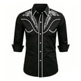 thumbnail image 3 of sususu Boys Western Shirts Long Sleeve Pearl Snap Button Down Cowboy Shirt Toddler Kids Retro Country Tops Outfit (Black,8-9 Years), 3 of 5