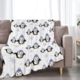 thumbnail image 3 of Penguin Blanket Soft Cozy Cute Winter Penguins Throw Blanket Plush Warm Fuzzy Penguin Snowflake Fleece Flannel Gifts Blankets for Adults Kids 80"x60", 3 of 6