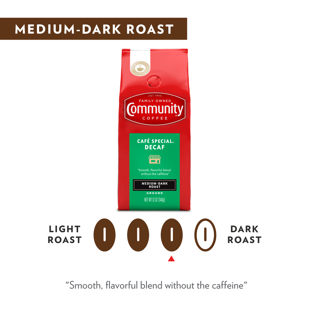 Community Coffee Café Special® Decaf Medium-Dark Roast Ground 12 oz Gable Top