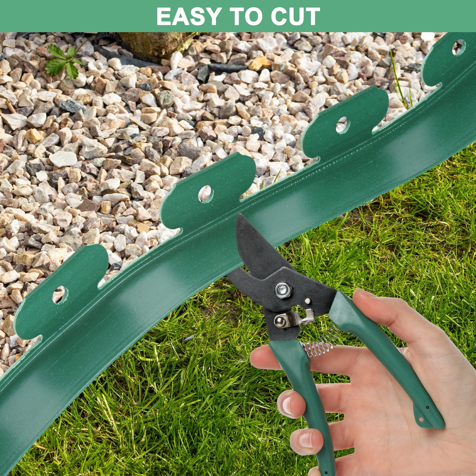 Uxcell Garden Edging - 60 Feet Plastic Landscape Edging Border with 54 PCS Spikes (3 Set of 20FT x 2IN, Green)