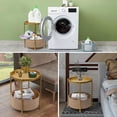 thumbnail image 4 of Round Side Table, Gold End Table with Storage Basket, Metal Night Stand with Removable Tray, Small Bedside Table for Living Room, Bedroom, Nursery (Gold), 4 of 14