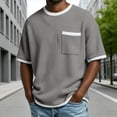 thumbnail image 2 of NinXxx Men's Summer Knit Pocket Breathable Casual Blend Comfort Tee Light Gray XXXL, 2 of 6