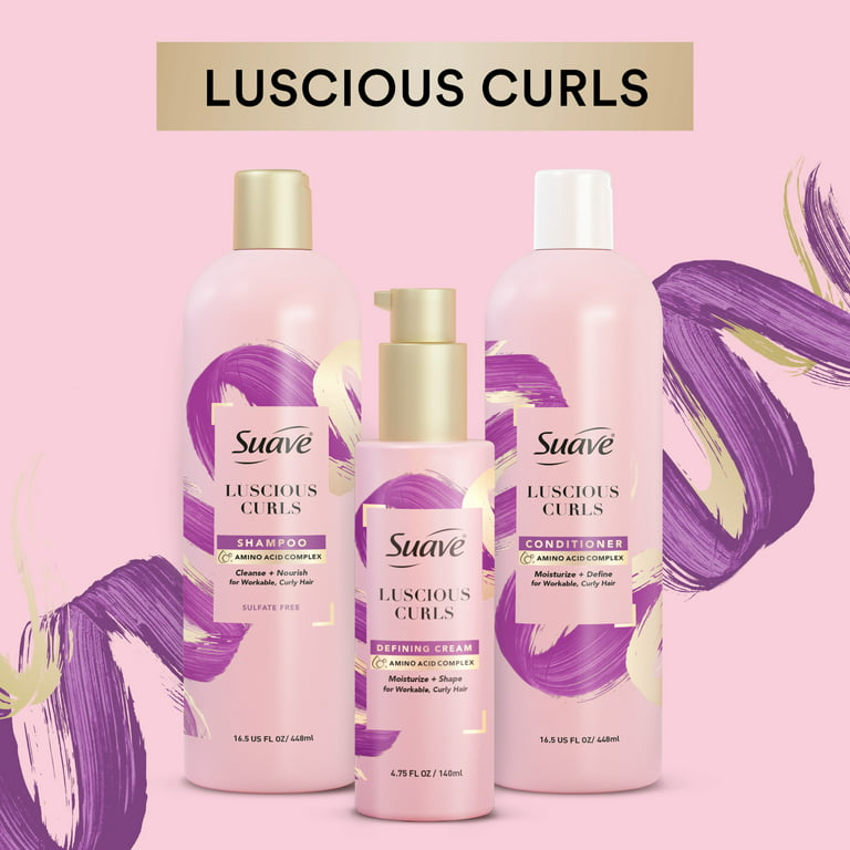 Suave Pink Luscious Curls Curl Defining Shampoo with Amino Acid Complex,  16.5 oz 
