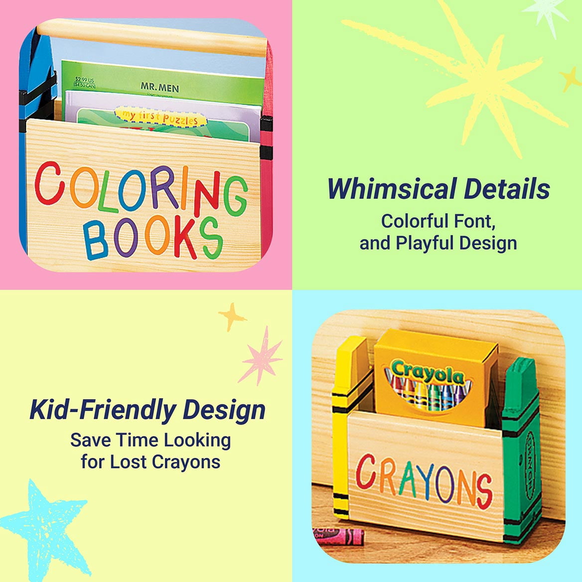 Coloring Book Caddy - Coloring Book Organizer with Crayon Storage – Book Carrier – Tote