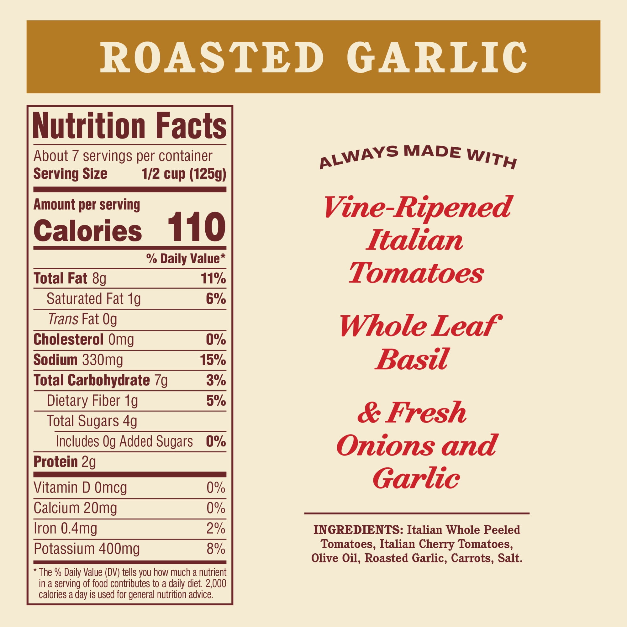 (6 pack) Rao's Homemade Roasted Garlic Sauce Made with Italian Tomatoes, 32 oz