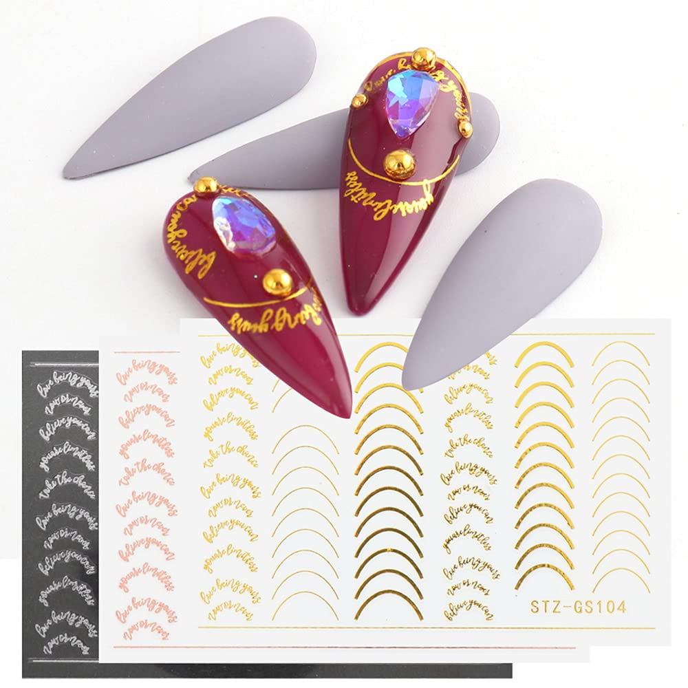 Nail Stickers for Nail Art, Gold Line Nail Art Stickers 3D Adhesive