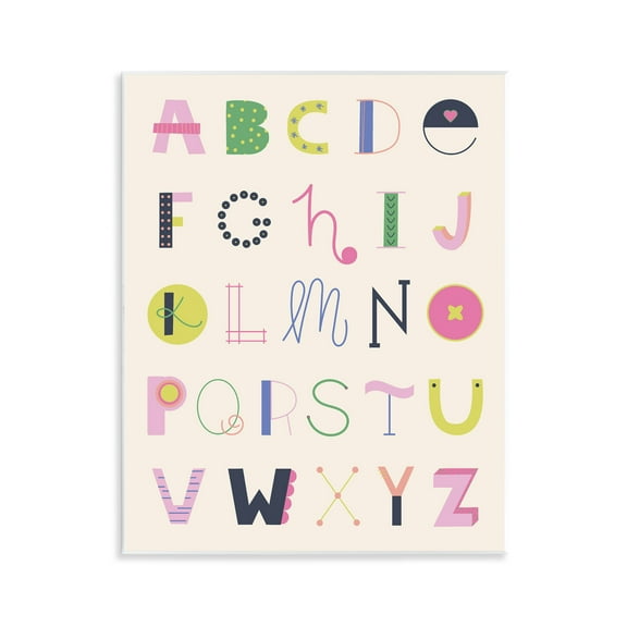 Stupell Industries Eclectic Alphabet Letters Typography and Symbols Painting Unframed Art Print Wall Art, 11 x 14