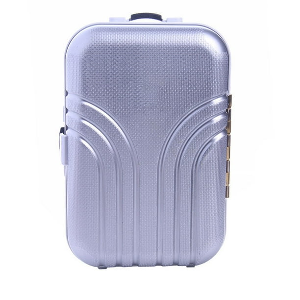 Vogacara Maleta de viaje de muñeca de plástico para niñas, juguete de rueda giratoria de simulación de Color sólido reutilizable, accesorios para Muñecas y casas de muñecas Plata Vogacara FN0034-02B