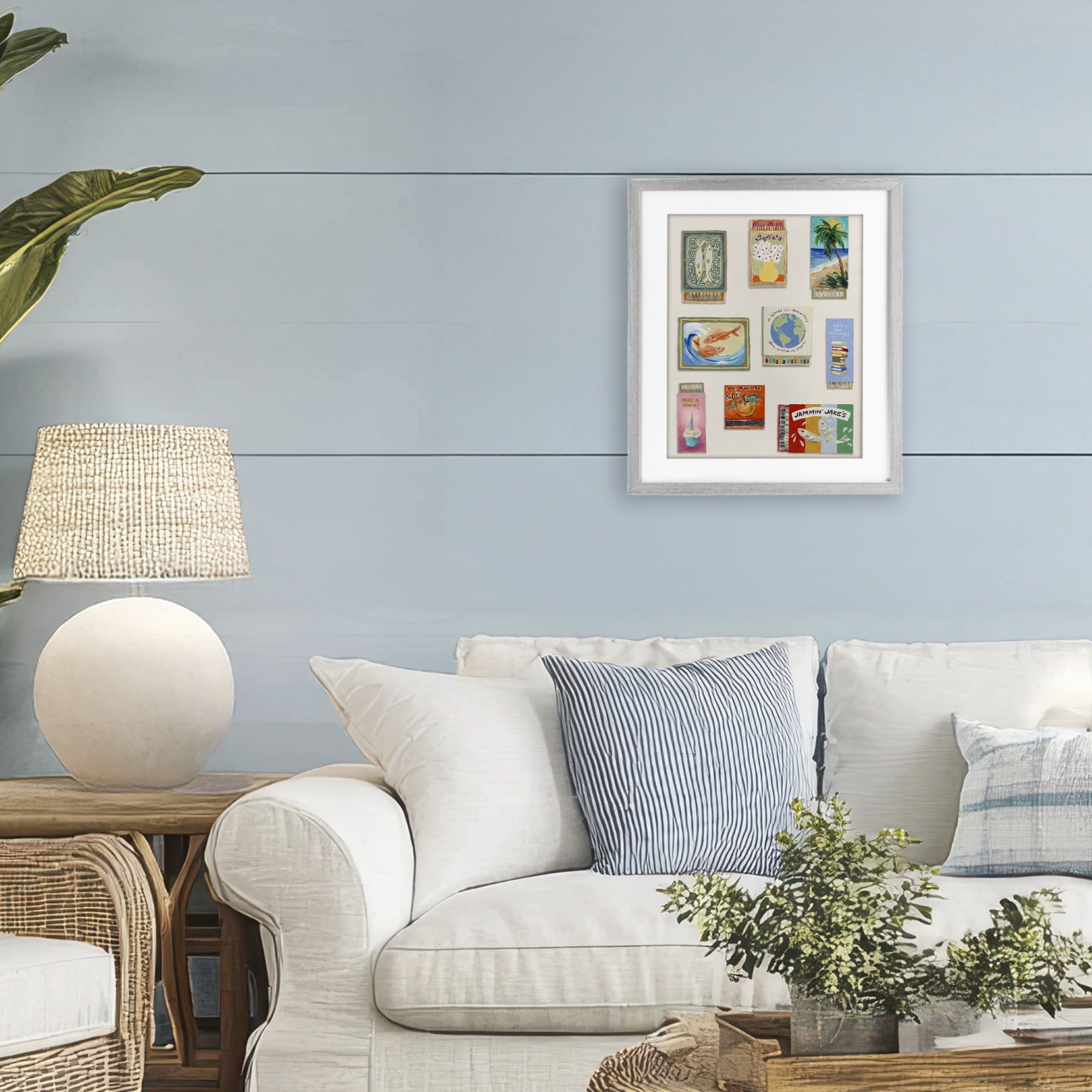 Stupell Industries World Matchbox Collection Gray Framed Print Under Glass, design by Lanie Loreth